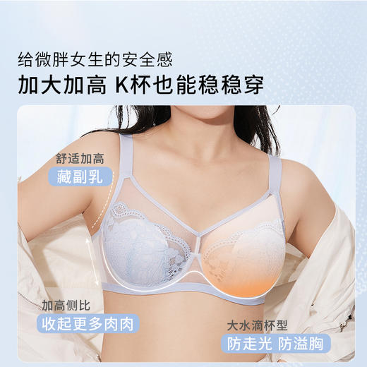 【15号积分兑换】[微甜3.0plus]大胸显小内衣女超薄蕾丝文胸大码性感胸罩夏季 商品图1