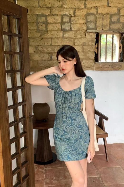 Stay2Weeks 牛仔玫瑰印花连衣短裙 20864 商品图0