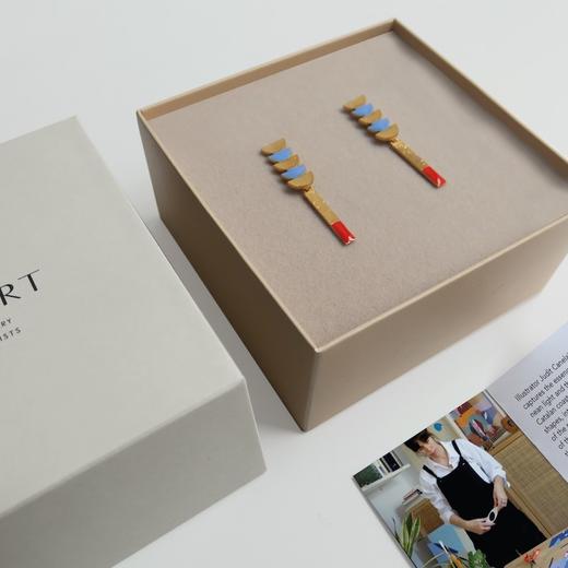 订购6周到｜Joidart-SOMNI-几何拼接 蓝红撞色 珐琅 长吊坠 耳环［西班牙设计师］ 商品图3