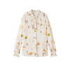 谜底衬衣长袖女2025秋新品复古通勤苎麻印花荷叶边衬衫253MC1244 商品缩略图4