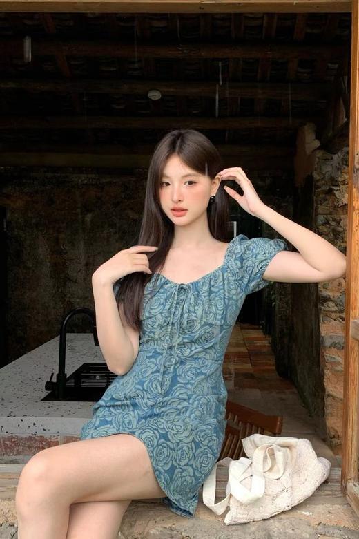 Stay2Weeks 牛仔玫瑰印花连衣短裙 20864 商品图1