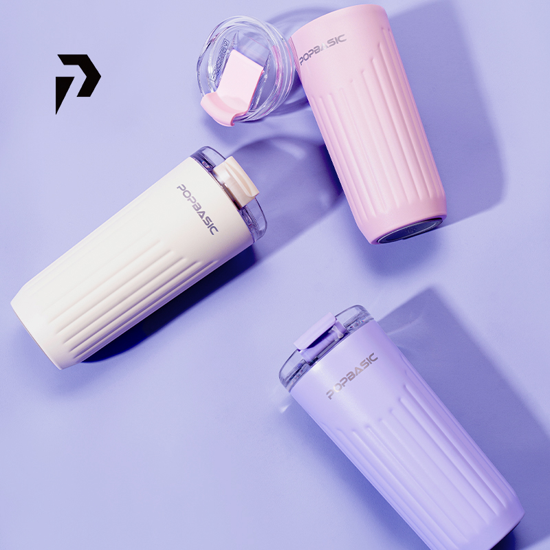 POPBASIC 新款简约高颜值咖啡杯保温保冷便携直饮水杯304不锈钢