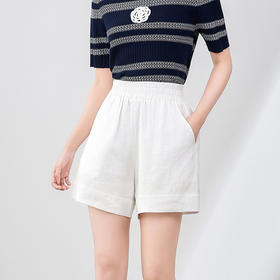 「高货wl」全新升级【铂金会员220/天猫299/差价79】(40419)洛诗琳老钱风通勤休闲西装短裤2025夏季松紧腰直筒阔腿裤