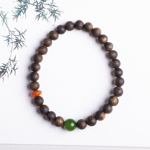 xy0408，沉香+碧玉南红手串 商品图9