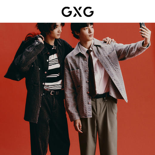 GXG男装 新年系列玉龙纹提花牛仔夹克男宽松外套春热卖夹克 商品图2