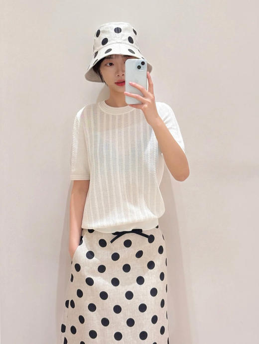 73-7 渠道圆正 小禾 桑蚕丝有机棉 丝棉 圆领短袖 挑空肌理 清爽优雅 商品图6