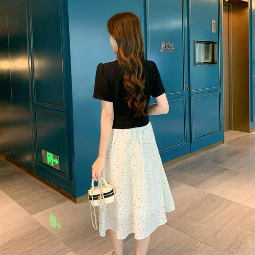 奢姿大码女装2026夏季减龄钉珠波点假两件连衣裙胖妹妹时尚裙子9952890557 商品图3