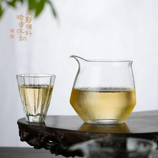 暗香疏影/细锤纹匀杯/无耳茶海无把玻璃公道杯家用耐高温茶具中式茶海 商品图4