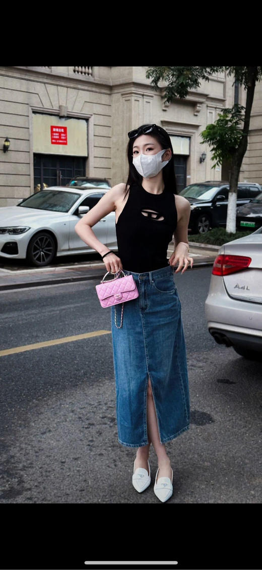 Chanel cf 23p mini 手柄 羊皮 粉拼绿 链条包 商品图3