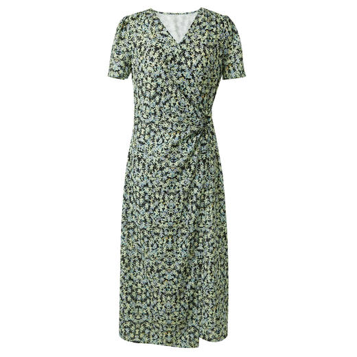 三彩2025秋季新款V领碎花茶歇裙短袖印花连衣裙度假法式长裙M 商品图4