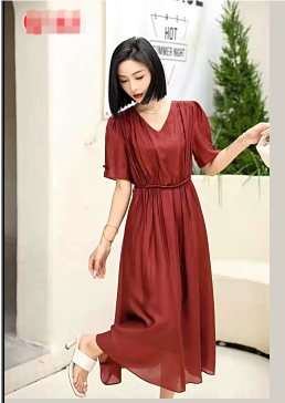 548161时尚气质款V领连衣裙