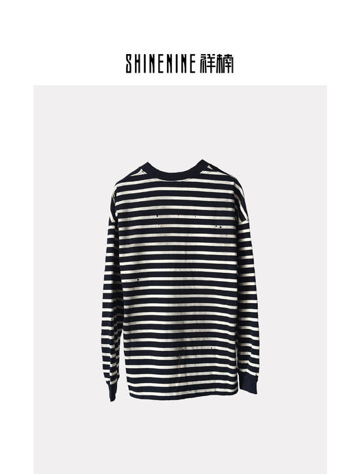 W51231109墨点条纹长袖T恤 商品图1
