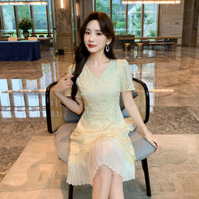 奢姿大码女装2025夏季减龄流苏设计连衣裙胖妹妹气质拼接圆领裙子9952858435【1】