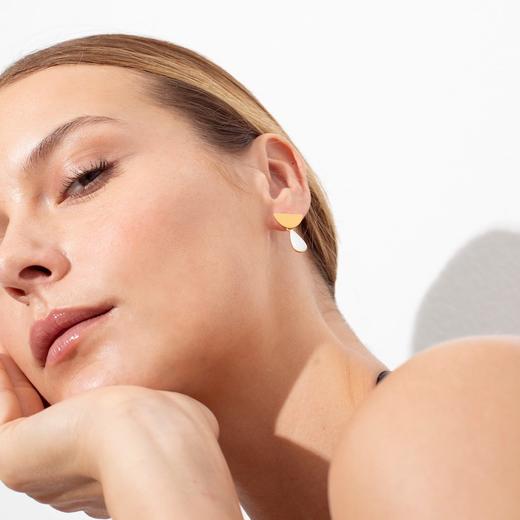 订购6周到｜Joidart-SOMNI-白色水滴 金色半圆 珐琅 吊坠 耳环［西班牙设计师］ 商品图1