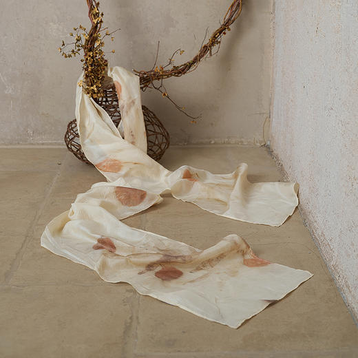 【林栖设计小店】【植物染】真丝丝巾草木染拓印2025秋季新款桑蚕丝围巾2953029 商品图0