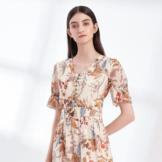 裘堤婼JETEZO	印花V领显瘦连衣裙	BA5006E 商品图2