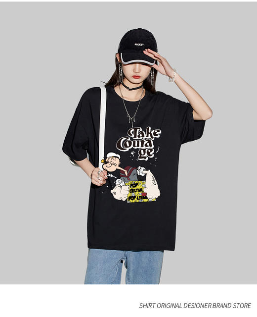 【GZ】无忧购“清仓大促”白色纯棉圆领短袖T恤宽松半袖印花休闲显瘦上衣卡通款（截单后3-5天发货） 商品图1