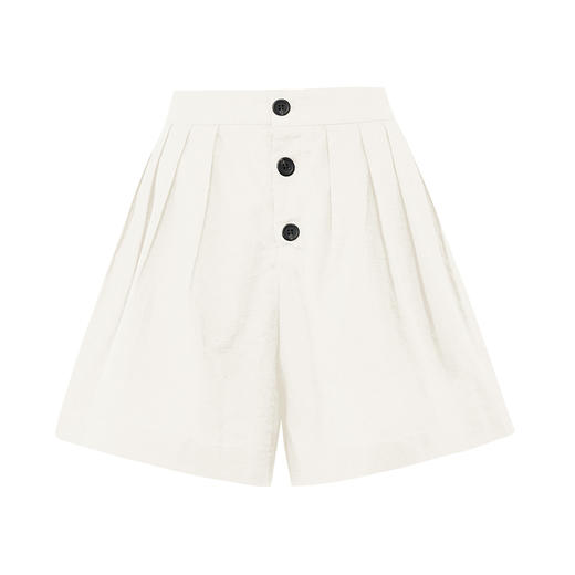 【2件9折】【Petit Bari】(多色)简约三粒扣棉麻A字裙裤短裤 商品图3