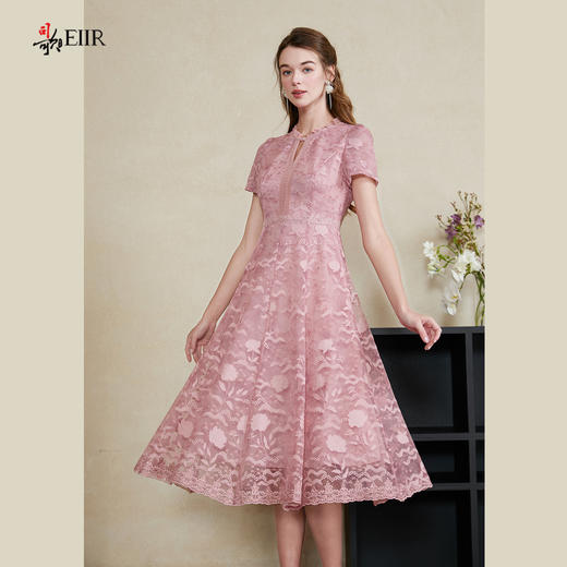 司歌网纱绣花短袖连衣裙收腰A911067X 商品图1