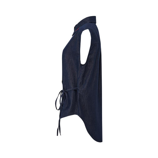 【2件9折】【Petit Bari】法式不对称系带亚麻牛仔无袖衬衫（水洗产品） 商品图2