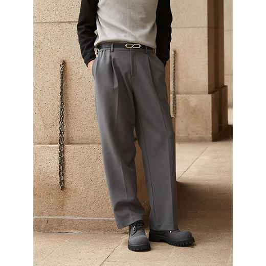 GXG男装 双色直筒西裤休闲裤通勤西裤 简约日常通勤商务休闲西裤G24X024113 商品图2