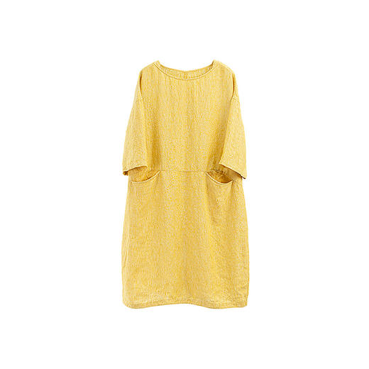 绽放旅行女386朵/【多巴胺系列】色织亚麻一字袋落肩中袖连衣裙女 商品图4