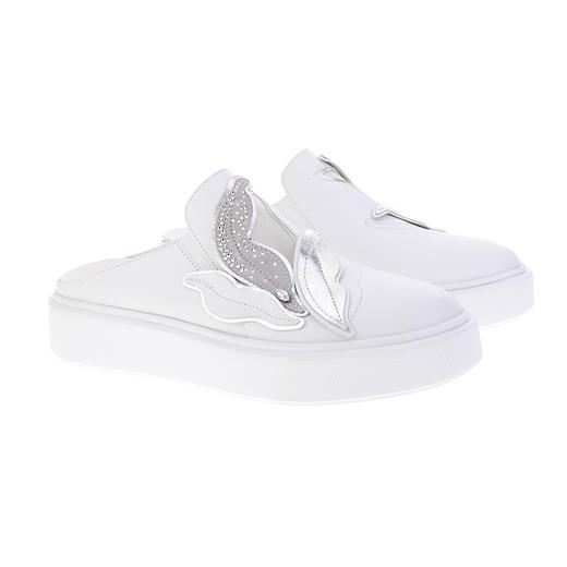 sheme叶片拼接水晶点缀镂空网纱女士真皮穆勒鞋可定制 商品图5