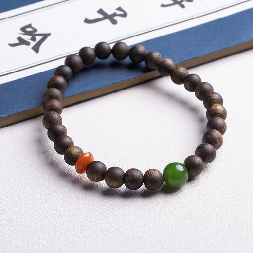 xy0408，沉香+碧玉南红手串 商品图4