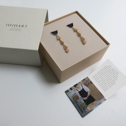 订购6周到｜Joidart-SOMNI-藏蓝梯形 粉色圆点 珐琅 长吊坠 耳环［西班牙设计师］ 商品图3