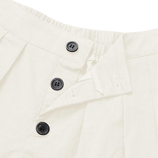 【2件9折】【Petit Bari】(多色)简约三粒扣棉麻A字裙裤短裤 商品图9