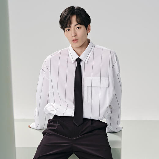 GXG男装 条纹长袖翻领衬衫 春季热卖商务休闲长袖衬衫G24X032006 商品图2