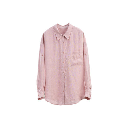 绽放女装387朵/【多巴胺系列】干洗亚麻小翻领贴袋长袖衬衫女百搭 商品图4
