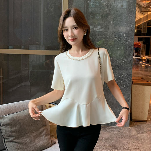 【清仓超15天不保价】奢姿大码女装2025夏季减龄荷叶摆时尚T恤胖妹妹简约休闲百搭上衣9952190624 商品图4