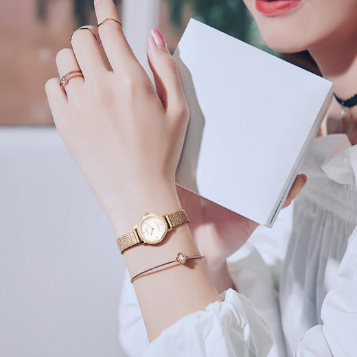 美国COACH 女士手表皮表带金色 商品图3