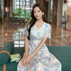 奢姿大码女装2026夏季时尚V领短袖连衣裙胖妹妹气质碎花连衣裙9952822058 商品缩略图2
