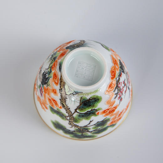 粉彩雕刻描金祥云瑞鹤杯 商品图4