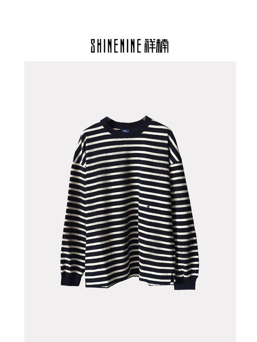 W51231109墨点条纹长袖T恤 商品图0