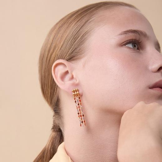 订购6周到｜Joidart-AUBE-金色 彩色珐琅 长流苏 吊坠 耳环［西班牙设计师］ 商品图0