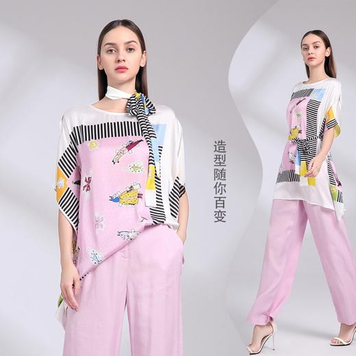 裘堤婼JETEZO	造型设计感印花雪纺衫	BA2029A1 商品图3