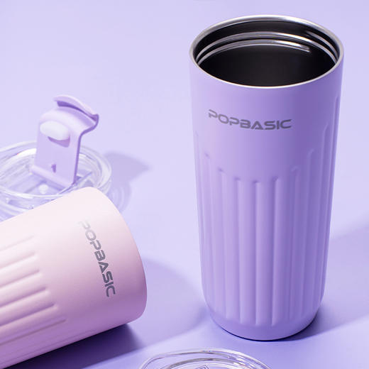 POPBASIC 新款简约高颜值咖啡杯保温保冷便携直饮水杯304不锈钢 商品图2