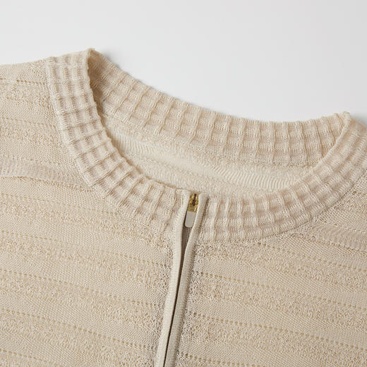 谜底针织开衫女2025秋新品文艺风提花百搭拉链门襟毛衫253MZ1350 商品图3