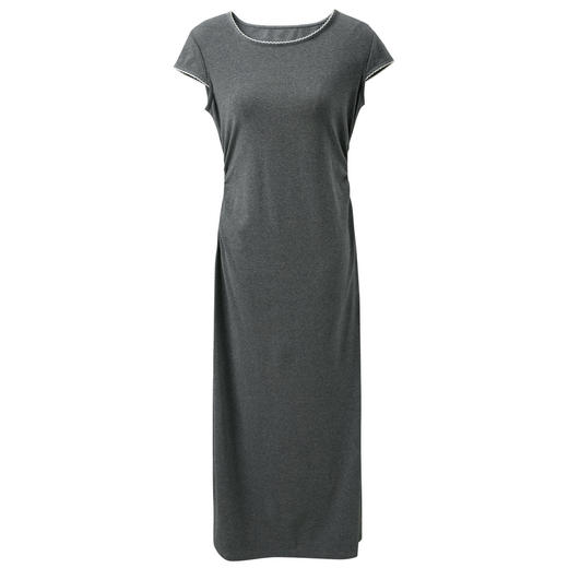 三彩2025秋季新款设计感收腰连衣裙A字裙圆领短袖T恤裙长裙M 商品图4