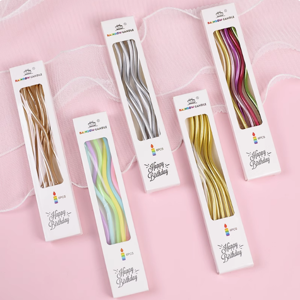 6支装  曲线蜡烛 生日蜡烛 创意曲线蜡烛 弯曲扭扭蜡烛