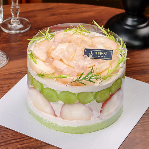 【桃桃青提】白桃多汁青提脆甜，清新满溢-水果夹心生日蛋糕 商品图0