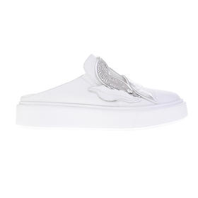 sheme叶片拼接水晶点缀镂空网纱女士真皮穆勒鞋可定制