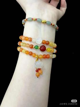 天然金丝玉多圈手串 贼显白的蜜糖配色