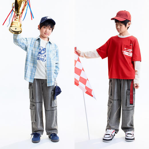 【实体店同款】男童全腰牛仔单裤秋季新款安奈儿童装AB536103 商品图3