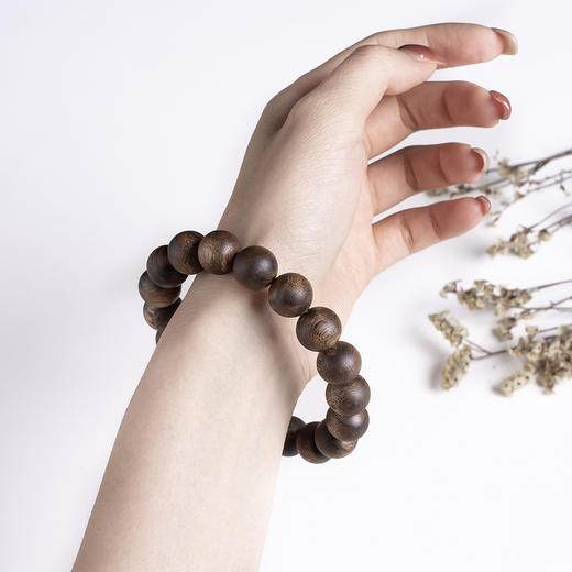 xy0424，12.5mm沉香素串单圈手串 商品图9