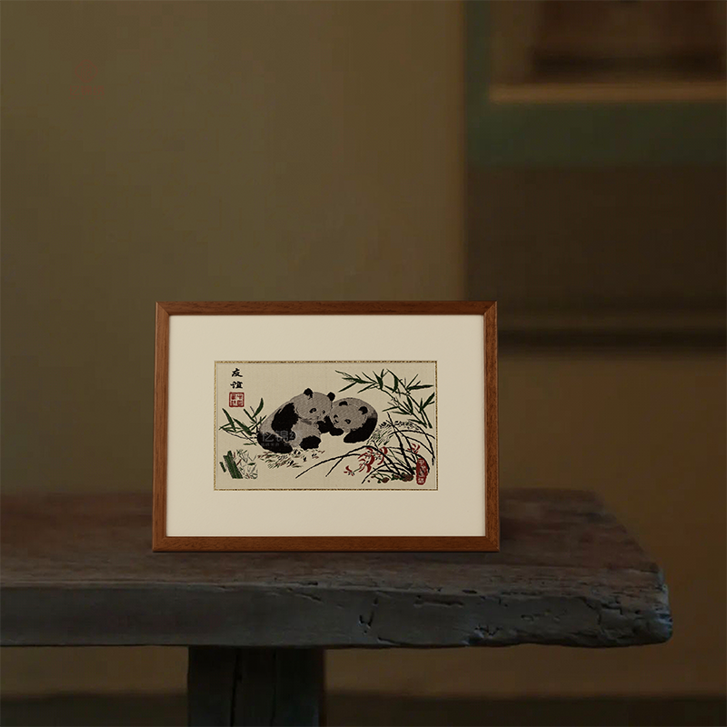 蜀锦小座屏-友谊