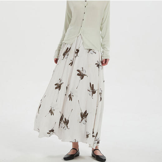 【2件9折】【Petit Bari】不规则褶皱印花A字半身裙 商品图0